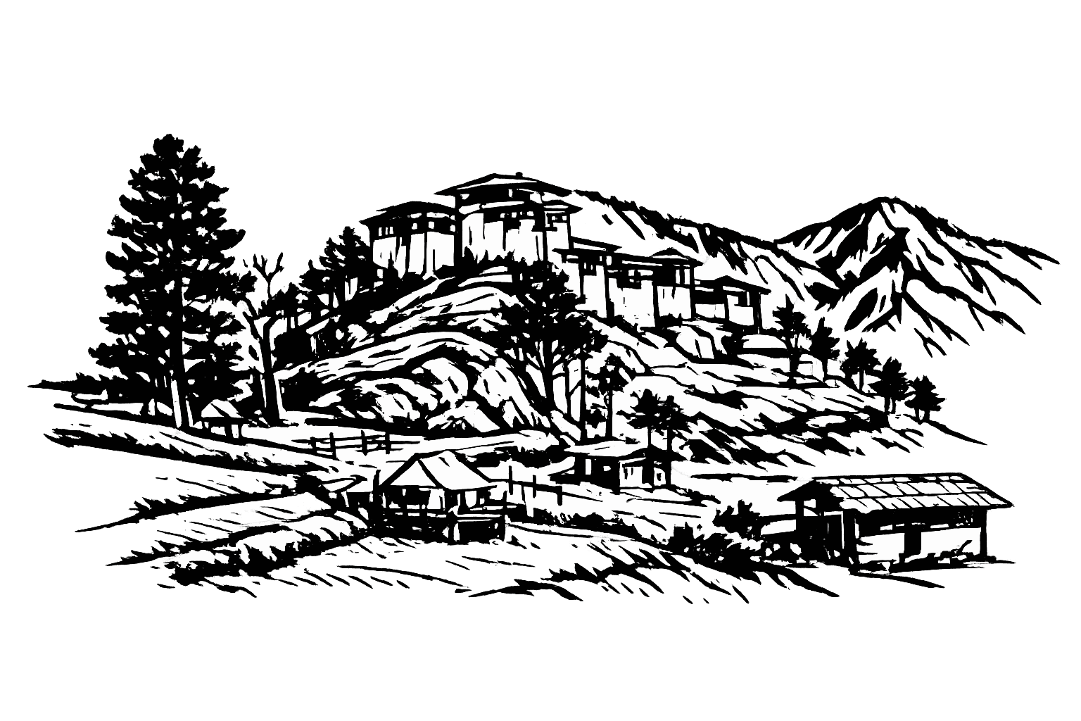 Drukgyel Dzong Sketch
